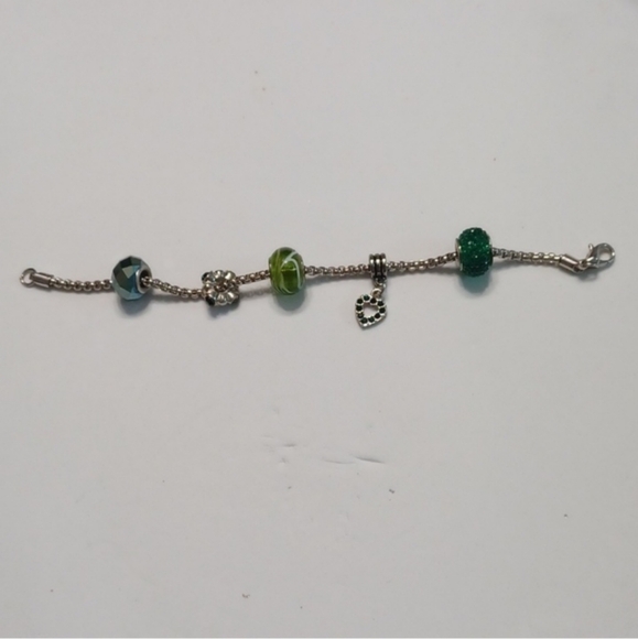4/$30 Metallic Charm Bracelet - 5 Green & Metallic Charms - Picture 8 of 8